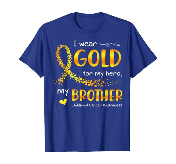 

i wear gold for my brother childhood cancer awareness tshirt, White;black