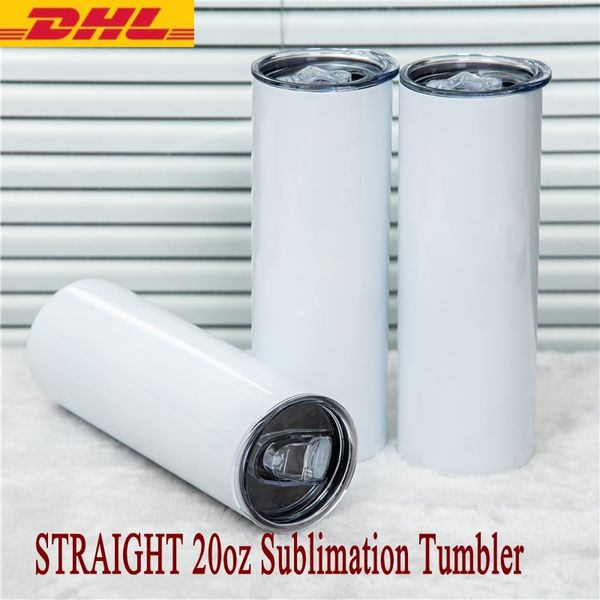 

Blank Sublimation Tumbler 20oz STRAIGHT Water Bottle Cups Stainless Steel slim Insulated Beer Coffee Mugs DHL Delivery