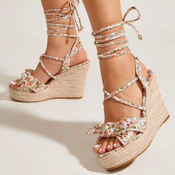 

dress shoes women sandals wedges 2021 fashion summer ankle strap print high heels slides female casual ladies pumps, Black