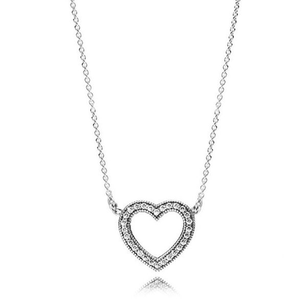 

new 2021 100% 925 sterling silver lovlng hearts of necklace fit diy original fshion jewelry gift 11112