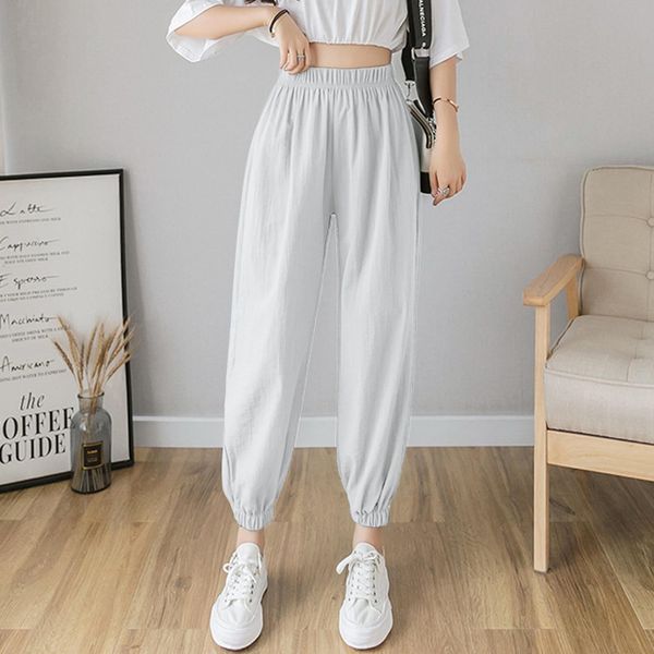 

cotton thin wide leg sweatpants women pants summer spring high waist jogger solidtrousers sport harem femme hip pop, Black;white