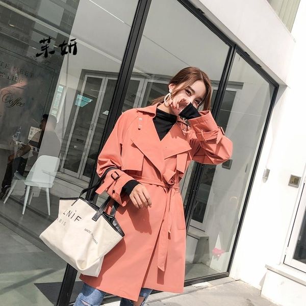 

women's trench coats spring 2021 fashion woman casual, Tan;black