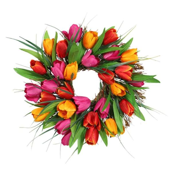 

decorative flowers & wreaths simulation tulip wreath wedding decoration wall hanging artificial garland spring decor for front door year