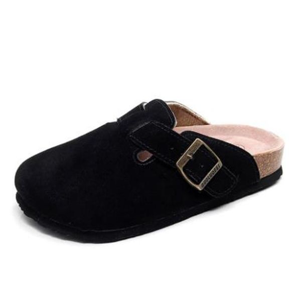 

summer beach slippers casual women buckle frosted leather shoes women's, Black