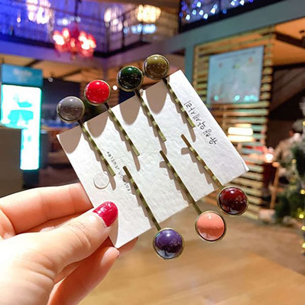 

hairpin oil painting girl color contrast bead rainbow honey bean banger que copper one character hairpin style, Golden;silver