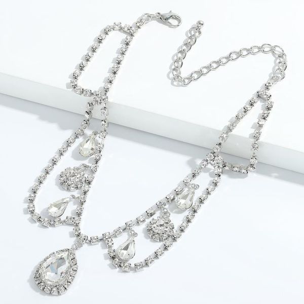 

dvacaman sparkling silver color crystal collar chain choker necklace bridal women wedding party rhinestone fashion jewelry gifts chokers, Golden;silver