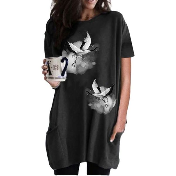 

charming dresses women's short sleeve casual poet t-shirt, Black;gray