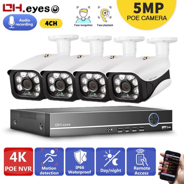 

wireless camera kits oh.eyes 4ch 4k ultra hd poe network video security system 8mp h.265+ nvr with 4pcs 5mp weatherproof ip cctv kit