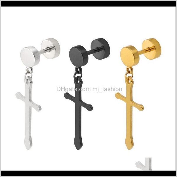 

jewelryfashion classic cross pendant gold sier titanium stainless steel stud earrings for ps0867 drop delivery 2021 bevjc, Golden;silver
