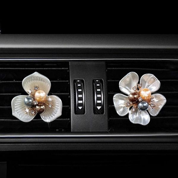 

car air outlet perfume clip pearl rhinestone small daisy flower creative conditioning decoration freshener