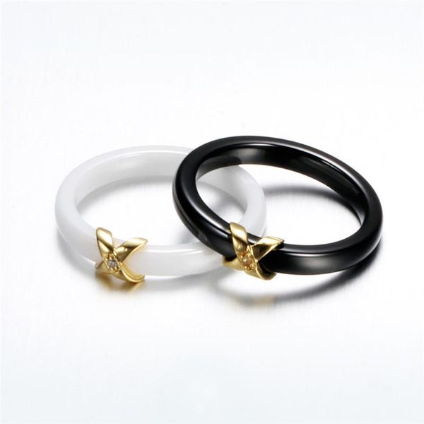 

wedding rings korean fashion black and white crystal couple simplicity geometry golden for women jewelry 2021, Slivery;golden