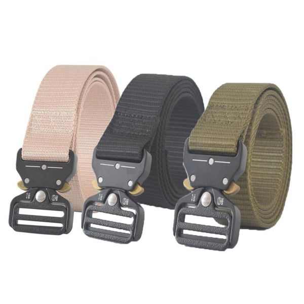 

tactical belt military nylon belts men army swat training metal automatic buckle heavy duty waist strap hunting accessories support, Black;gray