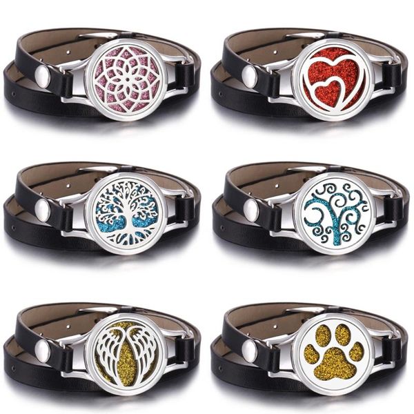

tree of life jewelry bracelets essential oil diffuser locket multilayer leather bracelet perfume aroma charm, Golden;silver