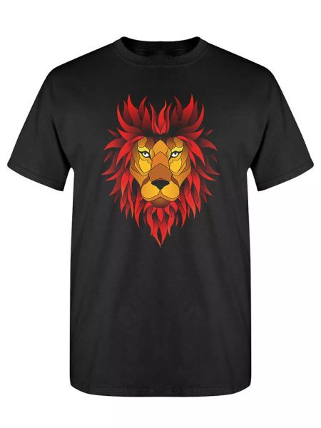 

lion head red hair tee men's -image by shutterstock, White;black
