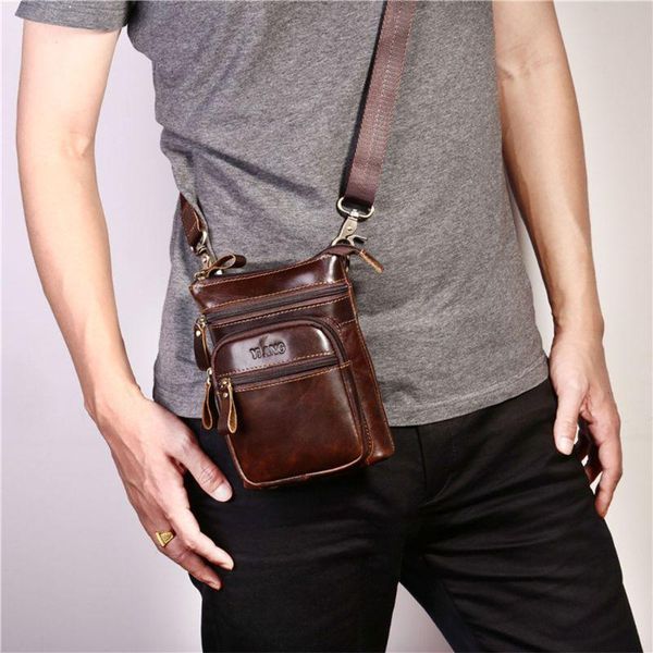 

men vintage pu leather shoulder bag crossbody small messenger satchel business bags waist