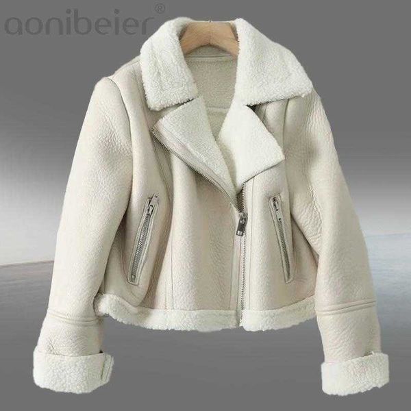 

winter female warm jacket women lamb parka coat faux leather fur sheepskin thick outwear lady fashion 210604, Black