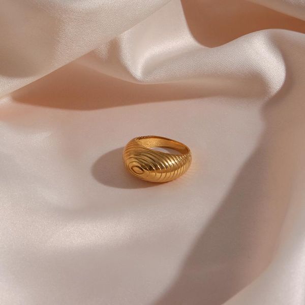 

cluster rings 21 trendy raised torn bread ring stainless steel gold plated waterproof tarnish size 6/7/8 for girls and women, Golden;silver