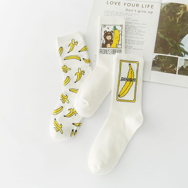 

hip hop socks funny women sock happy skateboard banana 3 pair/box korean style fashion harajuku street, Black;white