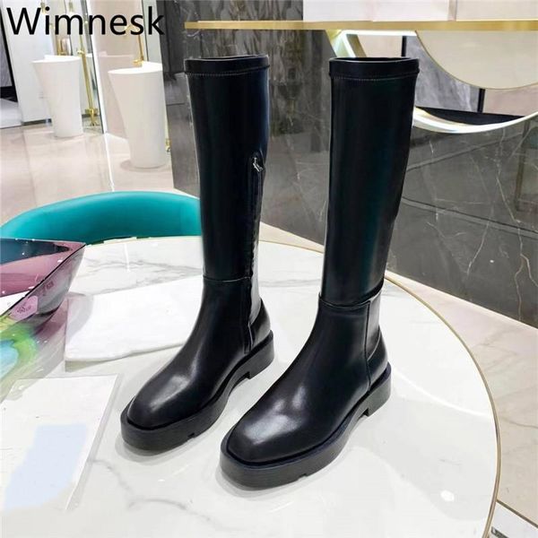 

boots autumn black genuine leather women knee high flat heel fashion long riding casual platform shoes woman 2021