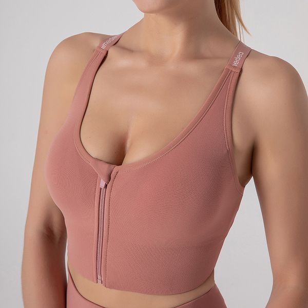 

2021 front zipper yoga sports bra cross beautiful back external wear anti vt shockproof gathered shaped bra, Black;white