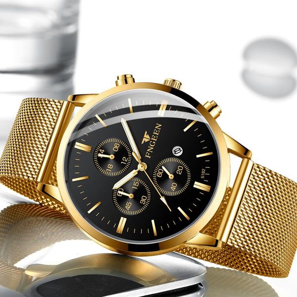 

wristwatches men's wrist watch stainless steel mesh strap casual quartz watches men male date luminous relogios masculinos, Slivery;brown