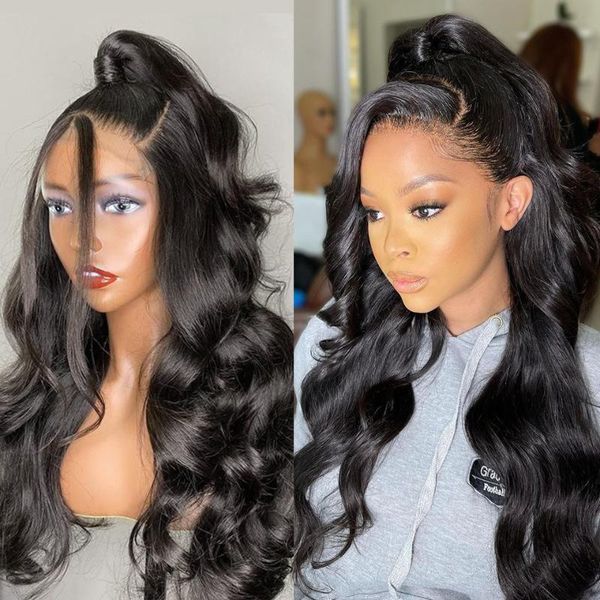

lace wigs 13x6 hd frontal wig brazilian body wave front human hair 5x5 preplucked hairline for women, Black;brown