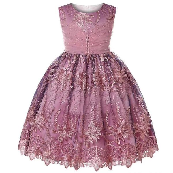 

girl's dresses beaded baby lace dress vintage tutu princess for girls birthday party wedding girl christmas costume, Red;yellow