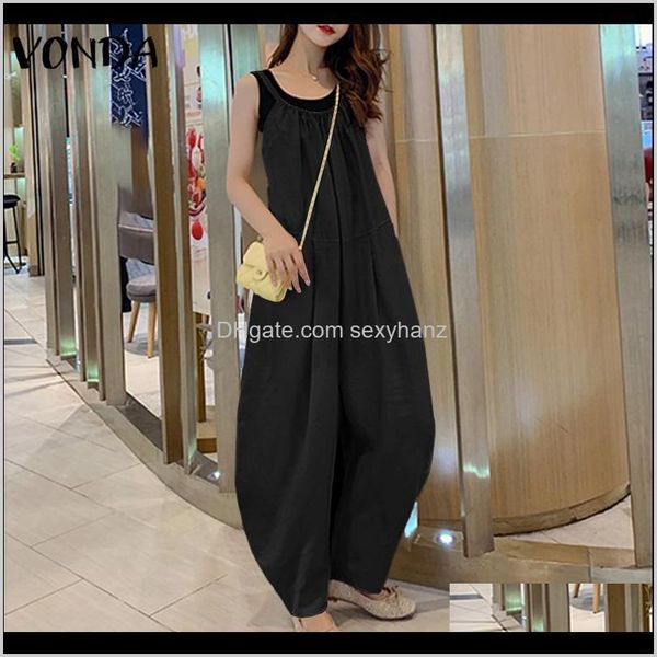 Damenbekleidung Bekleidung Drop Delivery Vonda Sommer 2021 Sexy Träger Ärmellose Strampler Lange Overalls Lässige Lose Haremshose Plus Size Hose