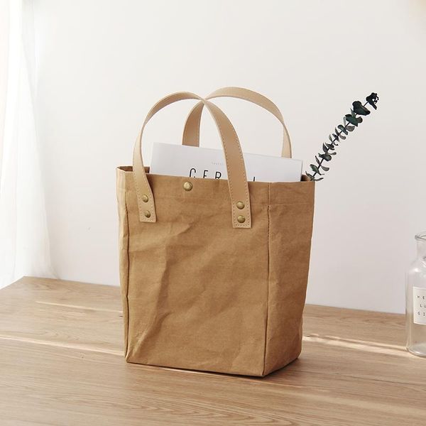 

washable kraft paper bag with soft handles solid color gift packing bags clothes wedding christmas party storage handbags