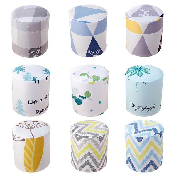 

simple seat cushion cover ottoman footstool round slipcover chair covers