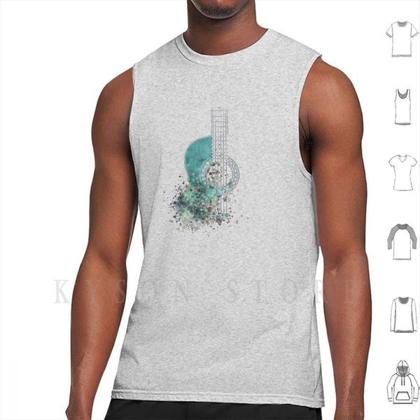

grunge watercolor splatter guitar tank vest 100% cotton texture, White;black