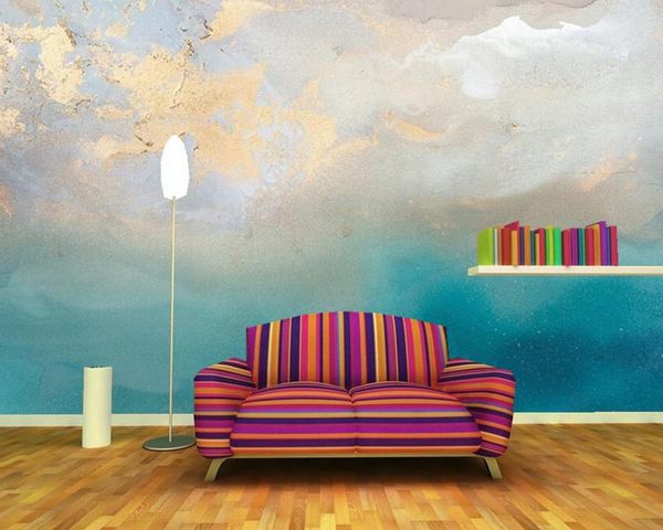 

wallpapers papel de parede abstract oil painting blue sea gilded texture 3d wallpaper mural,living room bedroom wall papers home decor