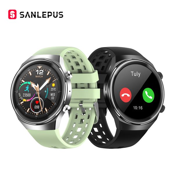 

2021 sanlepus qs8 new smart watch with dial calls men women waterproof smartwatch fitness bracelet for android huawei appleg, Slivery;brown