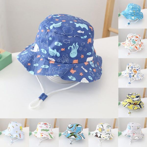 

caps & hats 2021 summer baby bucket hat uv protection boys cap children panama outdoor beach girls sun cartoon infant fisherman, Yellow