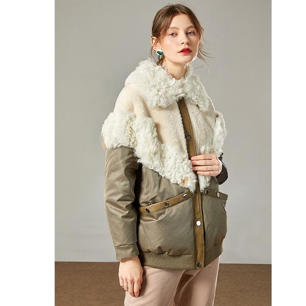 

women's fur & faux genuine wool down jacket female winter 90% white duck women parkas korean warm clothing mulheres casacos zjt931, Black