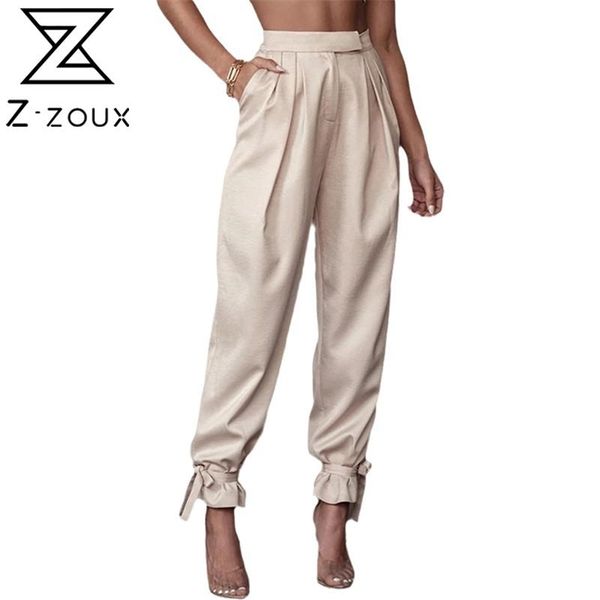 

women pants capris high waist pencil retro satin trousers spring summer long fashion 210513, Black;white