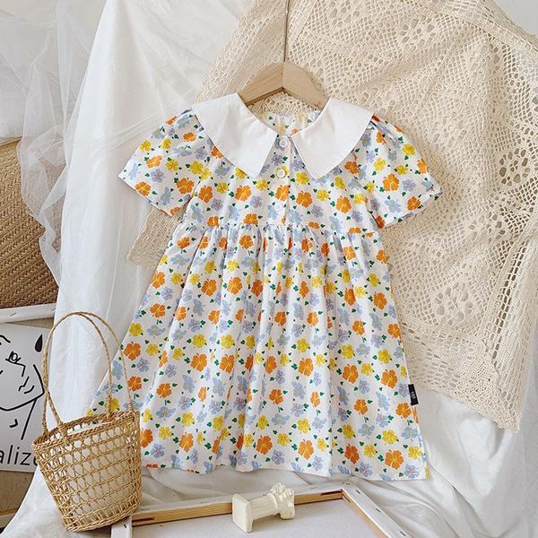 

girls flowers casual dresses fashion summer baby kids floral sweet party vestidos children korean costumes 2-6 years girl's, Red;yellow