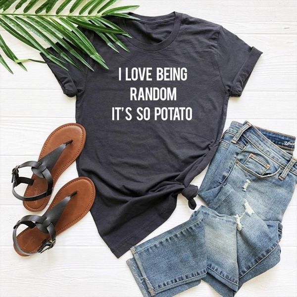

i love being random mens its so potato letters men casual funny for lady yong girl top, White;black