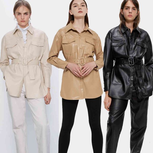 

leather jacket high fashion men belt autumn colored coat y12-35777, Black