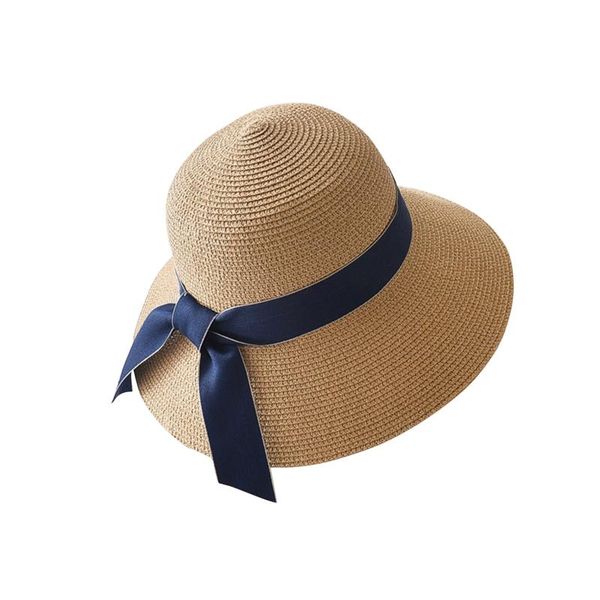 

simple foldable wide brim floppy girls straw hat sun beach women summer uv protect travel cap lady female hats, Blue;gray