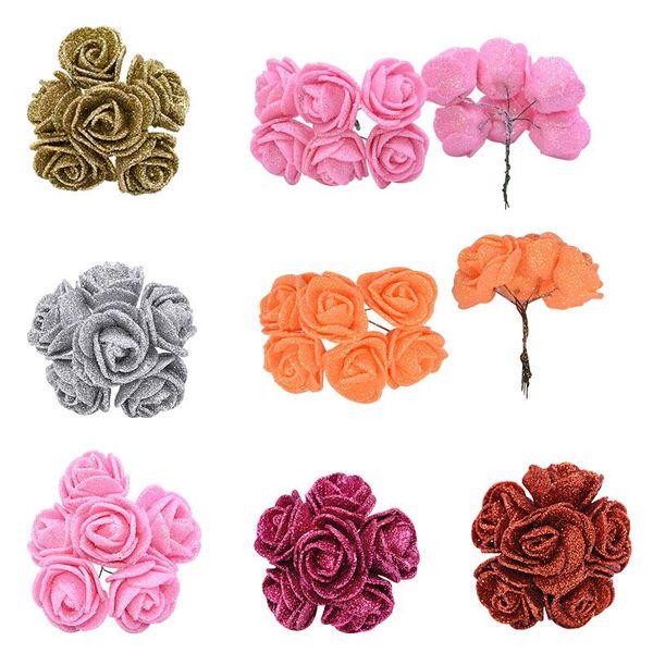 

decorative flowers & wreaths 36/72pcs glitter gold sliver bride bouquet artificial foam fake flower wedding party deco supplies diy wreath s