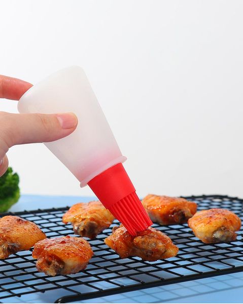

tools & accessories high temperatur resistant silicone oil bottle with cap barbecue brush scale sauce butter kitchen cooking accessory