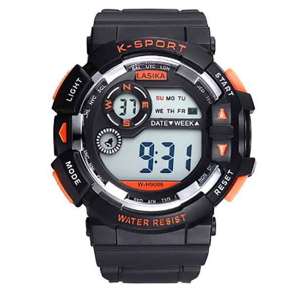 

wristwatches 2021 men's big dial digital watch 30m waterproof with calendar and week sport round simple, Slivery;brown