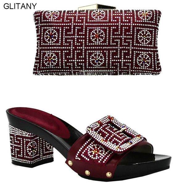 

dress shoes latest wine color italian matching shoe and bag set for wedding nigerian women with party, Black