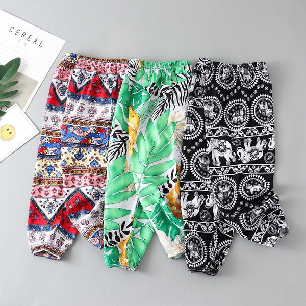 

baby girls boys long pants stretch leggings harem summer toddler child beach trousers loose anti-mosquito elastic, Blue
