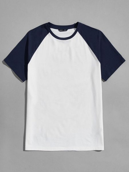 

men color block raglan sleeve tee p4x4#, White;black