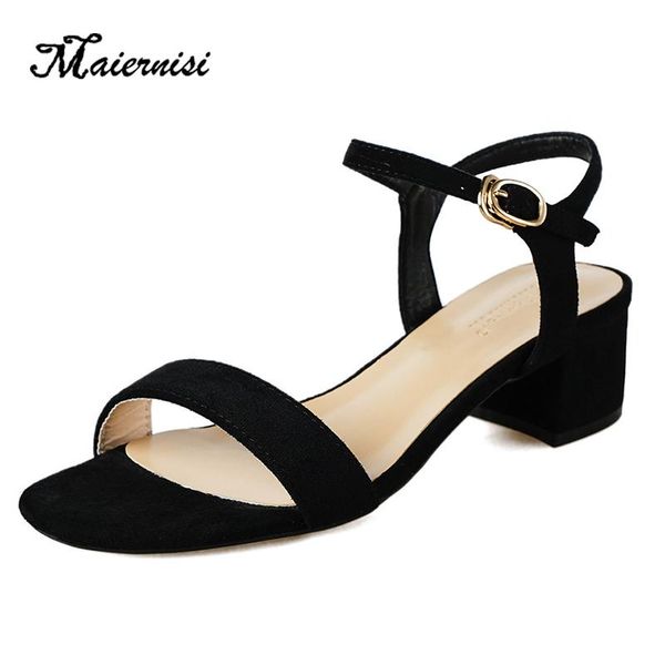 

flock women sandals open toe woman summer shoes buckle strap high heels plus size brown, Black