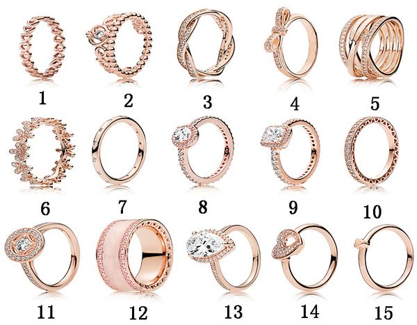 Hohe Qualität 100% 925 Sterling Silber Fit Pandora Ring Rose Gold Dazzling Daisy Cluster Ring Schicksal Schmuck Verlobungsliebhaber Mode Hochzeit Paar für Frauen