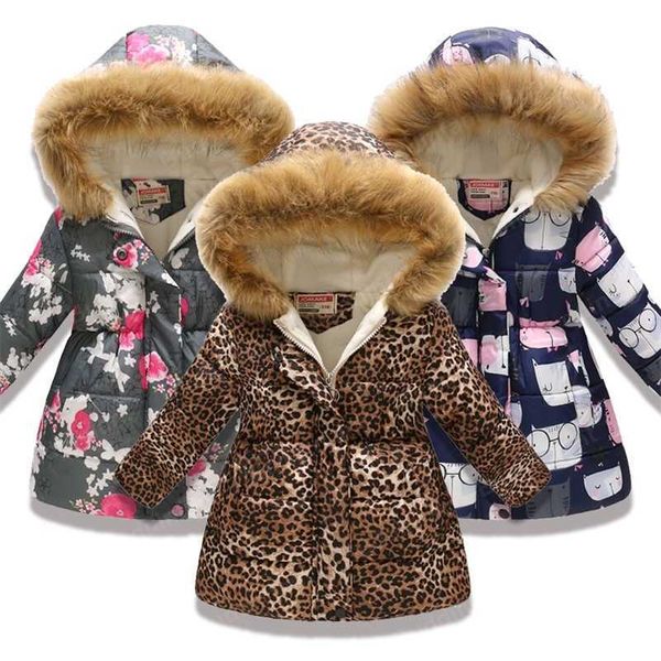 Moda crianças vestuário inverno casaco de pele para meninas 8 10 anos quente com capuz de algodão com capuz acolchoado longo casacos de pele criança roupa lj201017