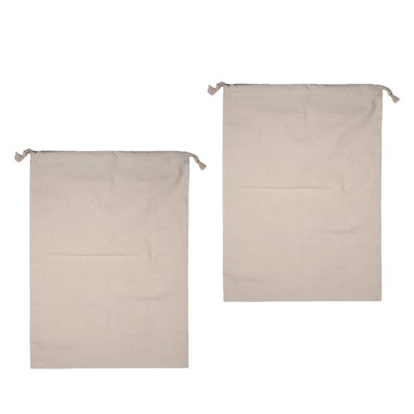 

laundry bags 2pcs practical home wash cotton drawstring (beige)